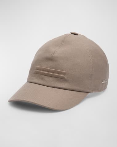 ZEGNA Men's Oasi Linen Embroidered Baseball Cap