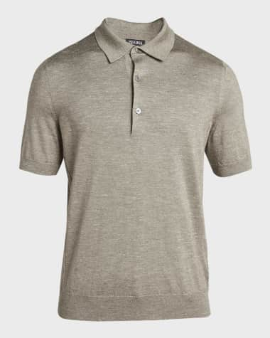 Buy Men's Mesh Knit Beige Polo T-Shirt Online