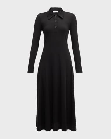 Rosetta Getty Long-Sleeved A-Line Midi Polo Dress