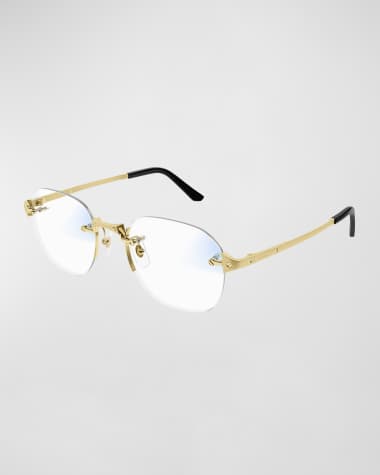Cartier Men's Rimless Metal Oval Sunglasses