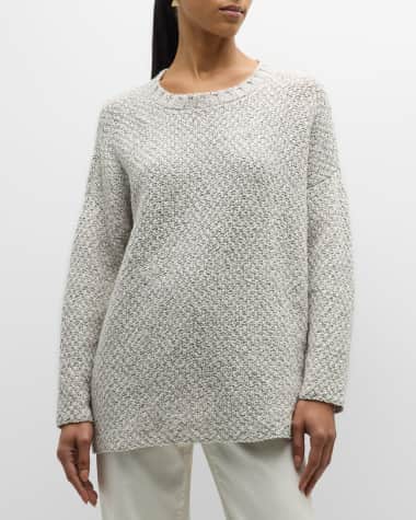 Eileen Fisher Crewneck Moss Stitch Organic Cotton Sweater