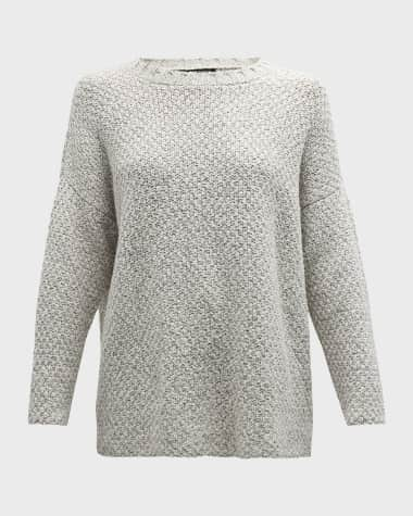 Eileen Fisher Crewneck Moss Stitch Organic Cotton Sweater