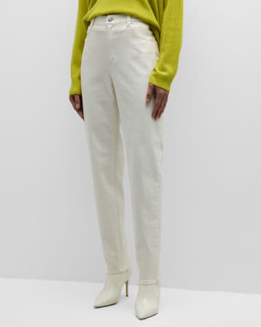 Eileen Fisher High-Rise Tapered Organic Cotton Denim Pants