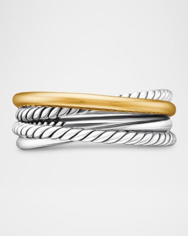 David Yurman Crossover Band Ring in Silver with 18K Gold, 6.8mm, Size 9.5