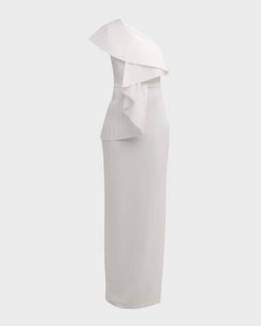 One33 Social One-Shoulder Ruffle Column Gown