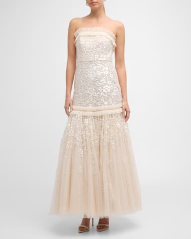 Needle & Thread Regal Rose Strapless Floral Sequin Tulle Gown