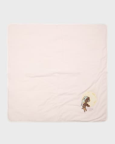 Fendi Girl's Bear On The Moon Printed Jersey Blanket