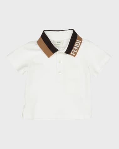 Fendi Kids Boys White Mini Me Spotted Black Orange T-Shirt