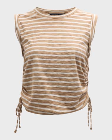 Veronica Beard Vinci Striped Drawstring Top