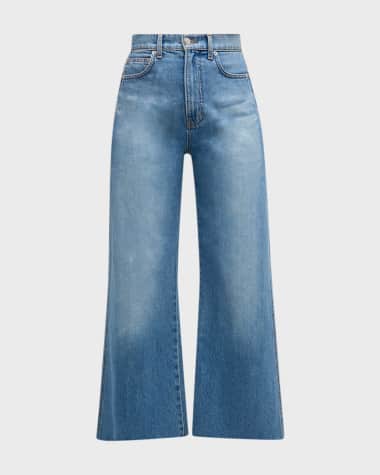 Veronica Beard Taylor Cropped High Rise Wide-Leg Jeans