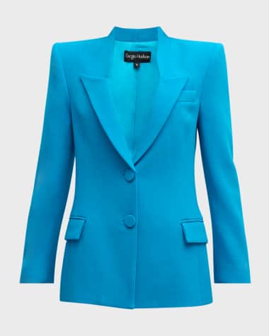 Sergio Hudson Strong-Shoulder Double-Breasted Blazer Jacket