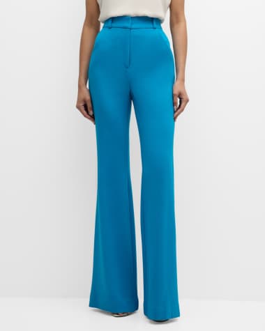 Sergio Hudson High-Rise Flared Wool Crepe Pants