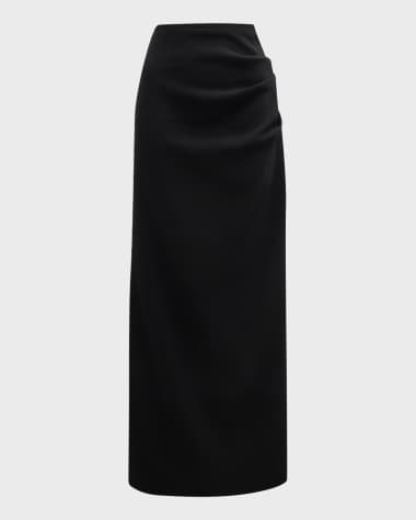 Sergio Hudson High-Waist Draped Slit Maxi Skirt