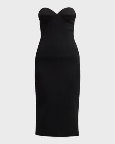 Sergio Hudson Strapless Bustier Midi Dress