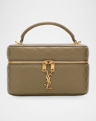 Saint Laurent Gabby Mini Vanity Case in Quilted Leather with Gold Hardware