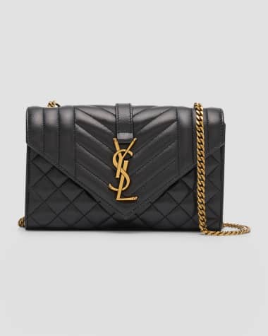 Saint Laurent Envelope Triquilt Small YSL Shoulder Bag in Smooth Leather