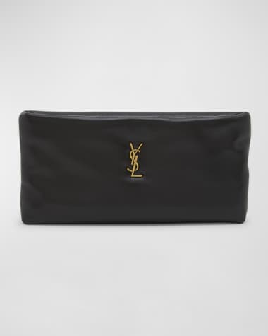 Saint Laurent Calypso Ziptop YSL Clutch Bag in Smooth Padded Leather