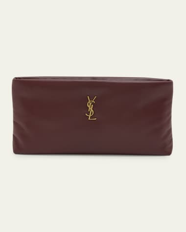 Saint Laurent Calypso Ziptop YSL Clutch Bag in Smooth Padded Leather