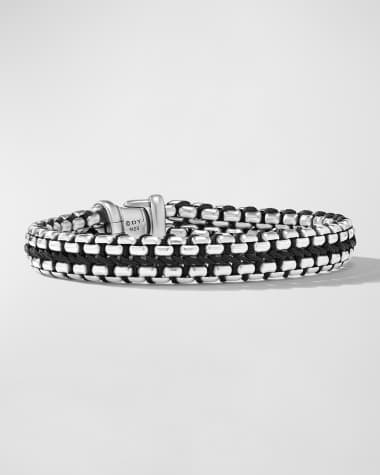 David Yurman Men's Woven Box Chain Bracelet in Sterling Silver with Nylon, 10mm, 7.5"L, Size XL