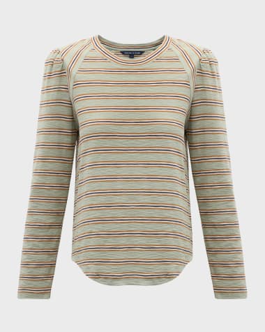 Veronica Beard Mason Striped Ruched Baseball Tee
