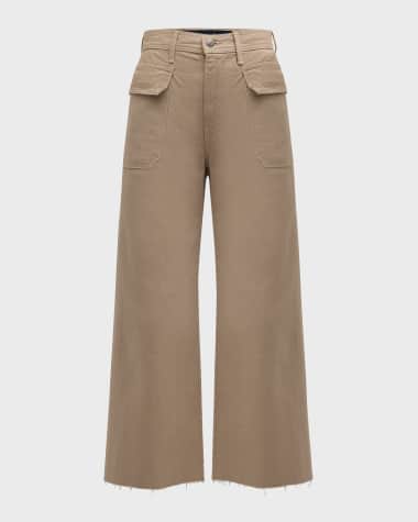 Veronica Beard Taylor Cropped High-Rise Wide-Leg Jeans