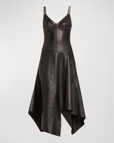 Jason Wu Collection Leather Midi Dress with Asymmetric Skirt