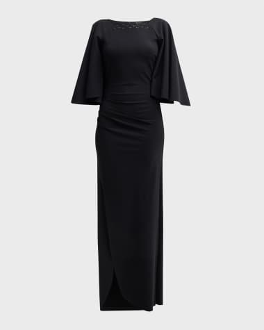 Chiara Boni La Petite Robe Salvia Side-Slit Embellished Column Gown