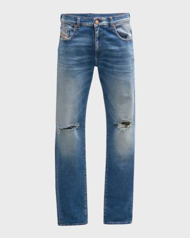 Diesel Men's 2019 D Strukt Distressed Denim Pants, Blue