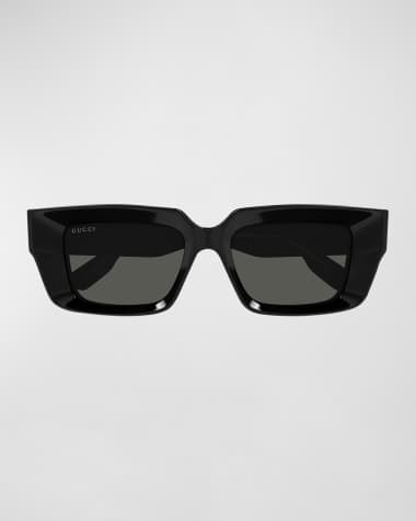 Gucci Beveled Acetate Rectangle Sunglasses