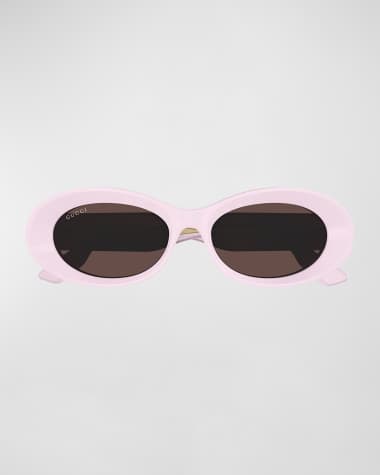 Gucci Beveled Acetate Oval Sunglasses