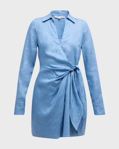 Veronica Beard Lavella Long-Sleeve Mini Wrap Dress