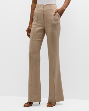 Wide Leg Side Split High Waist Trousers Verona Green | likemary | SilkFred  US