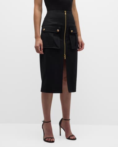 Veronica Beard Dallas Zip-Front Pencil Skirt