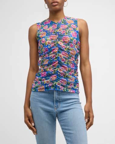 Veronica Beard Tazmin Floral Ruched Top