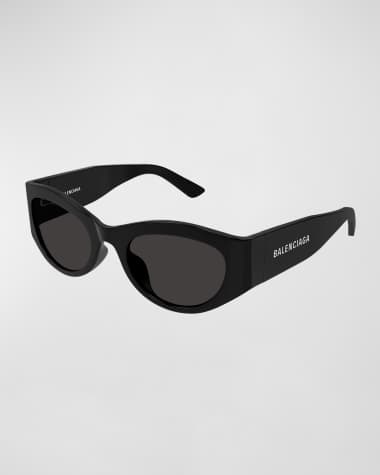 Balenciaga Logo Acetate Oval Sunglasses