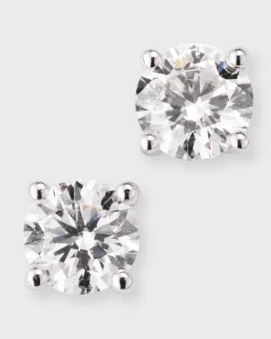 Neiman Marcus Lab Grown Diamonds Lab Gown Diamond 18K White Gold Stud Earrings, 1.0tcw