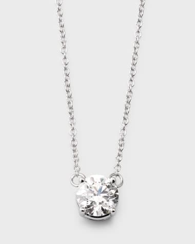 Neiman Marcus Lab Grown Diamonds Lab Gown Diamond 18K White Gold Round Pendant Necklace, 2.0tcw