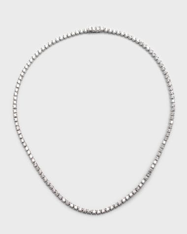 Neiman Marcus Lab Grown Diamonds Lab Grown Diamond 18K White Gold Round Line Necklace, 16"L, 10ctw