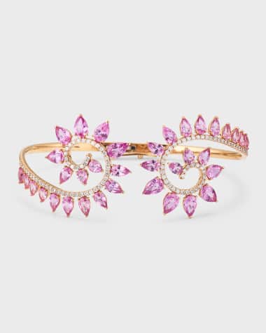 Gismondi 1754 18k Yellow Gold Pink Sapphire and Diamond Double Spiral Bracelet