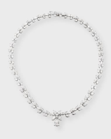 Neiman Marcus Lab Grown Diamonds Lab Grown Diamond 18K White Gold Marquise and Pear Necklace, 17"L, 24.16ctw