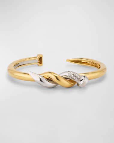 David Webb Polished Two Tone Twisted Nail Cuff
