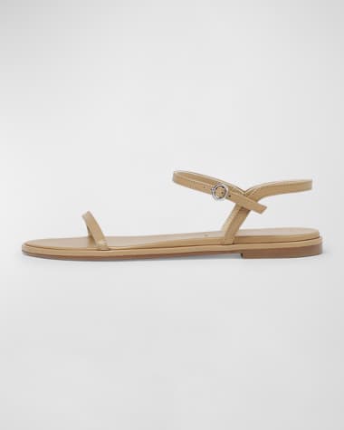Aeyde Nettie Nude Leather Ankle-Strap Sandals