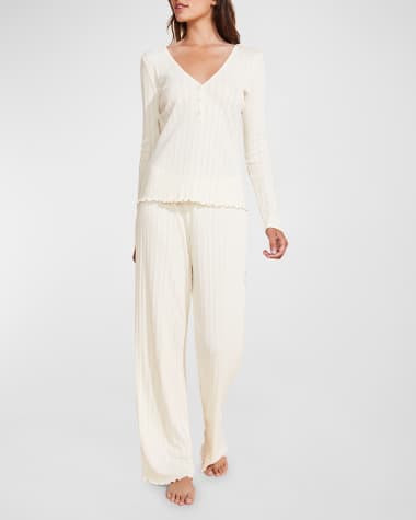 Eberjey Pointelle-Knit Long-Sleeve Henley