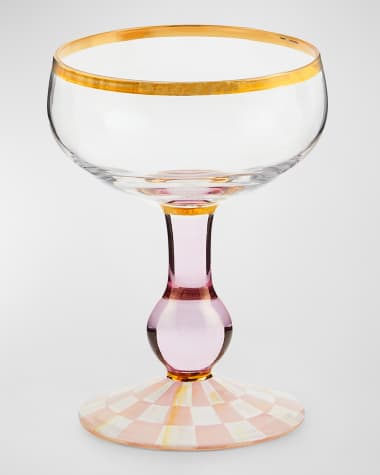 MacKenzie-Childs Rosy Check Coupe Glass