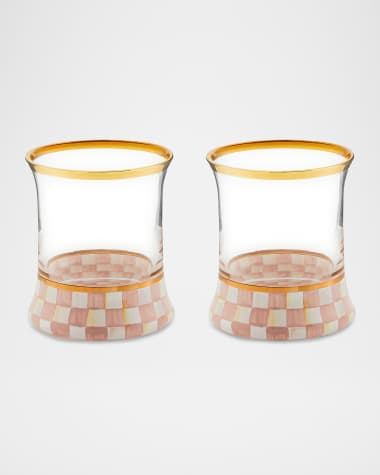 MacKenzie-Childs Rosy Check Tumbler Glasses, Set of 2