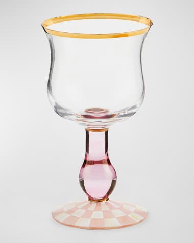 MacKenzie-Childs Rosy Check Wine Glass