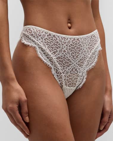Ines Stretch French Lace Bikini Panties Briefs in Ivory White Bridal Bra  and Panty Sets Elegant & Romantic Wedding Lingerie, Floral Lace 