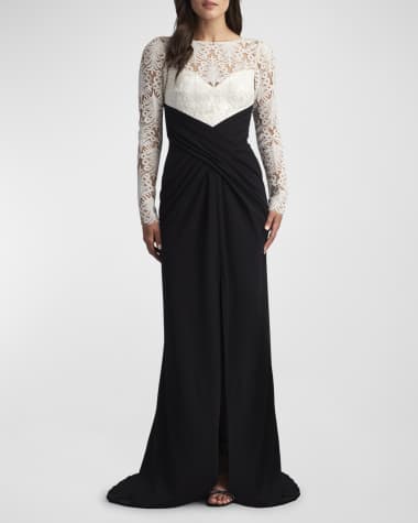 Tadashi shoji latticework lace gown deals