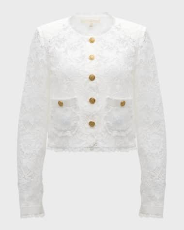 LoveShackFancy Richard Cropped Floral Lace Jacket