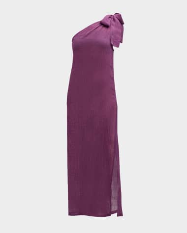Lisa Marie Fernandez Sarong Gauze One-Shoulder Maxi Dress